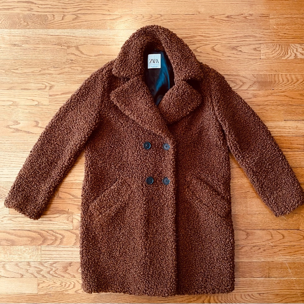 Zara brown teddy coat